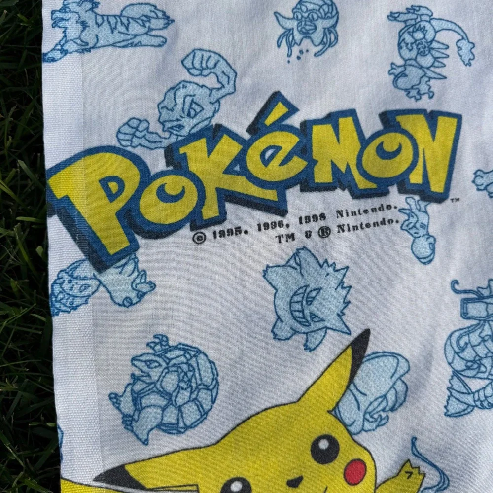 Vintage 1998 Pokemon Twin Flat Sheet Pikachu Gengar Eevee booth table cover USA
